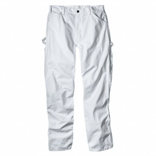 DICKIES Men's Painter's Pants, Cotton Drill, Color: White, Fits Waist ...