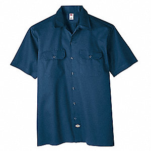 DICKIES Short Sleeve Work Shirt, Twill, Navy, 3X - 39C130|1574NV-3XL ...