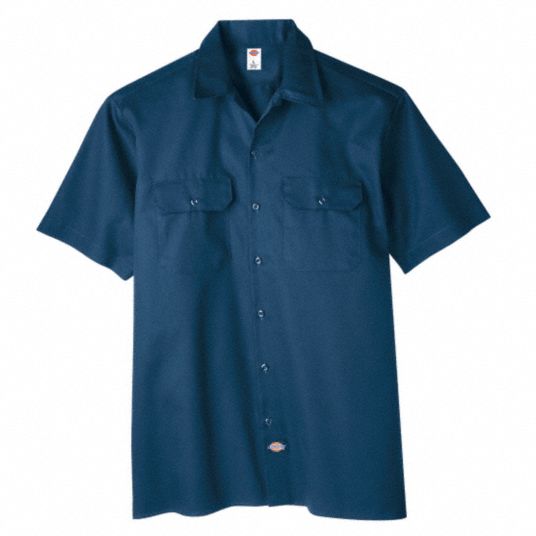 DICKIES, Men's, 5XL, Short Sleeve Work Shirt - 39C132|2574NV RG 5XL ...