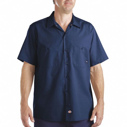 DICKIES, Men's, M, Short Sleeve Industrial Work Shirt - 39C197|S535NV ...
