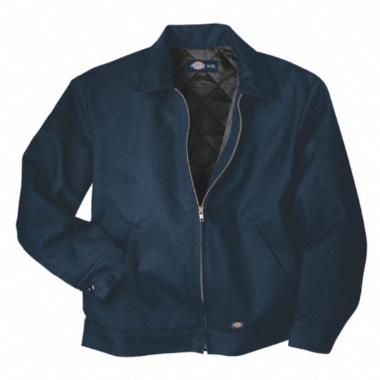 DICKIES Jacket, Poly/Cotton, Navy, Zipper Closure Type, L, Men's ...