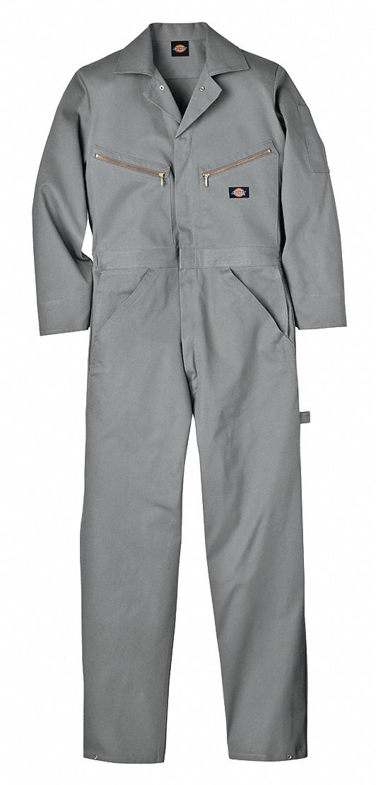 DICKIES, 3XL ( 56 in x 56 in ), Gray, Long Sleeve Coveralls