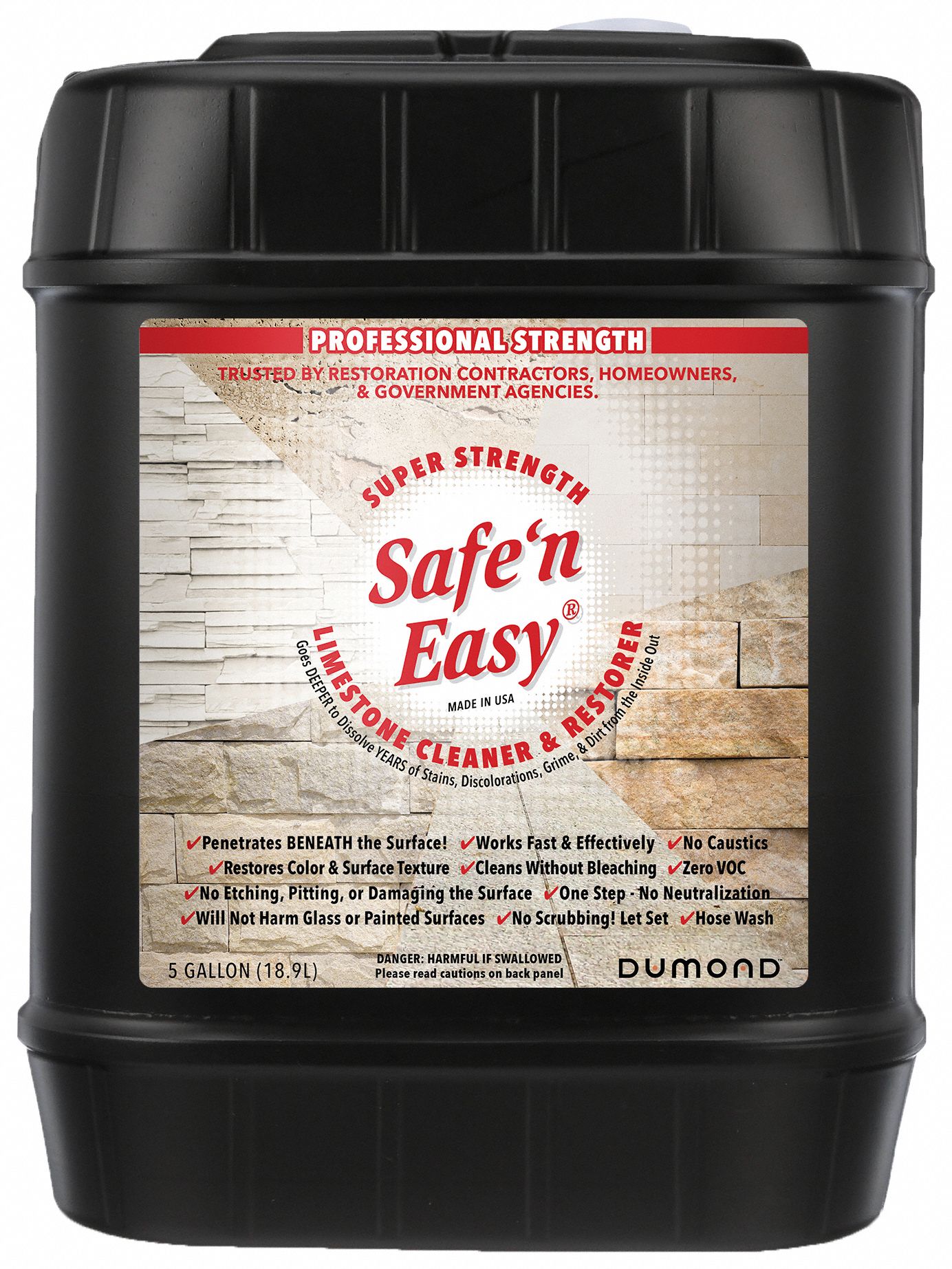 DUMOND Stone Cleaner Bucket, 5 gal Container Size, Ready to Use