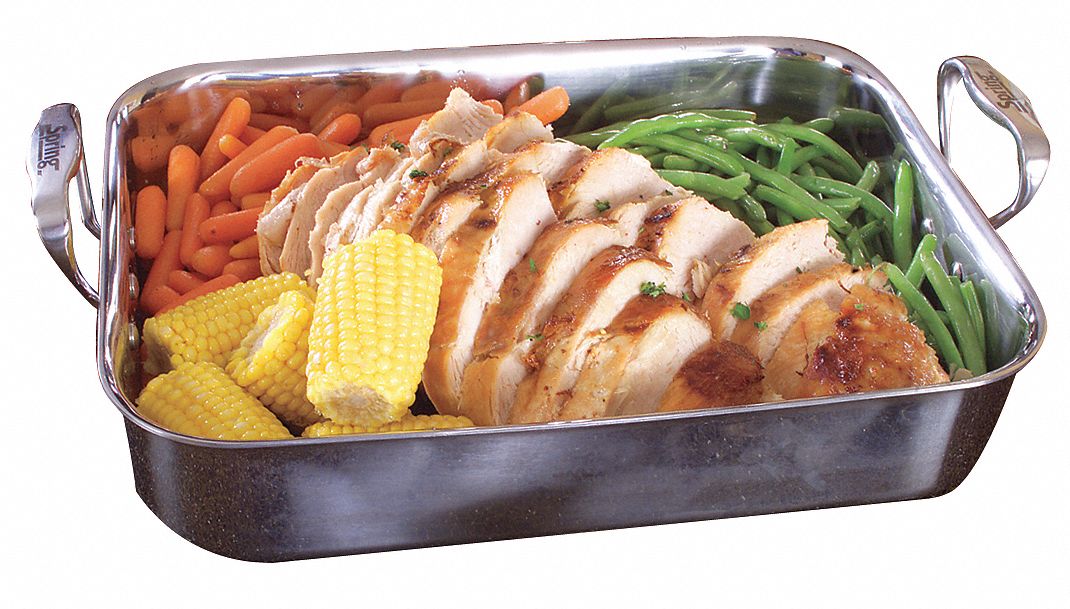 Rectangle Buffet Roaster: 6 qt Capacity, 15 in Overall Lg, 11 in Overall Wd, 3 in Overall Ht