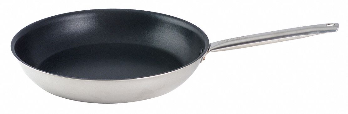 Non Stick Fry Pan: 1 qt Capacity, 14 in Overall Lg, 7 7/8 in Overall Wd, 1 1/2 in Overall Ht