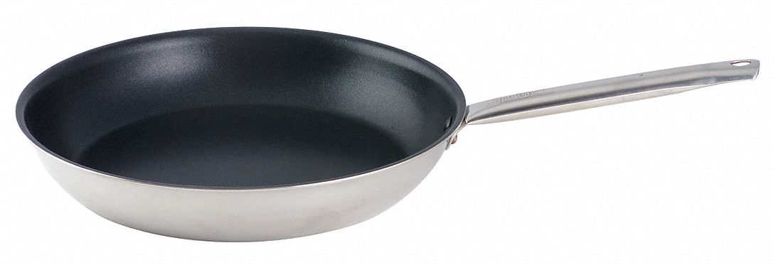 Non Stick Fry Pan: 1 1/2 qt Capacity, 15 1/2 in Overall Lg, 9 1/2 in Overall Wd