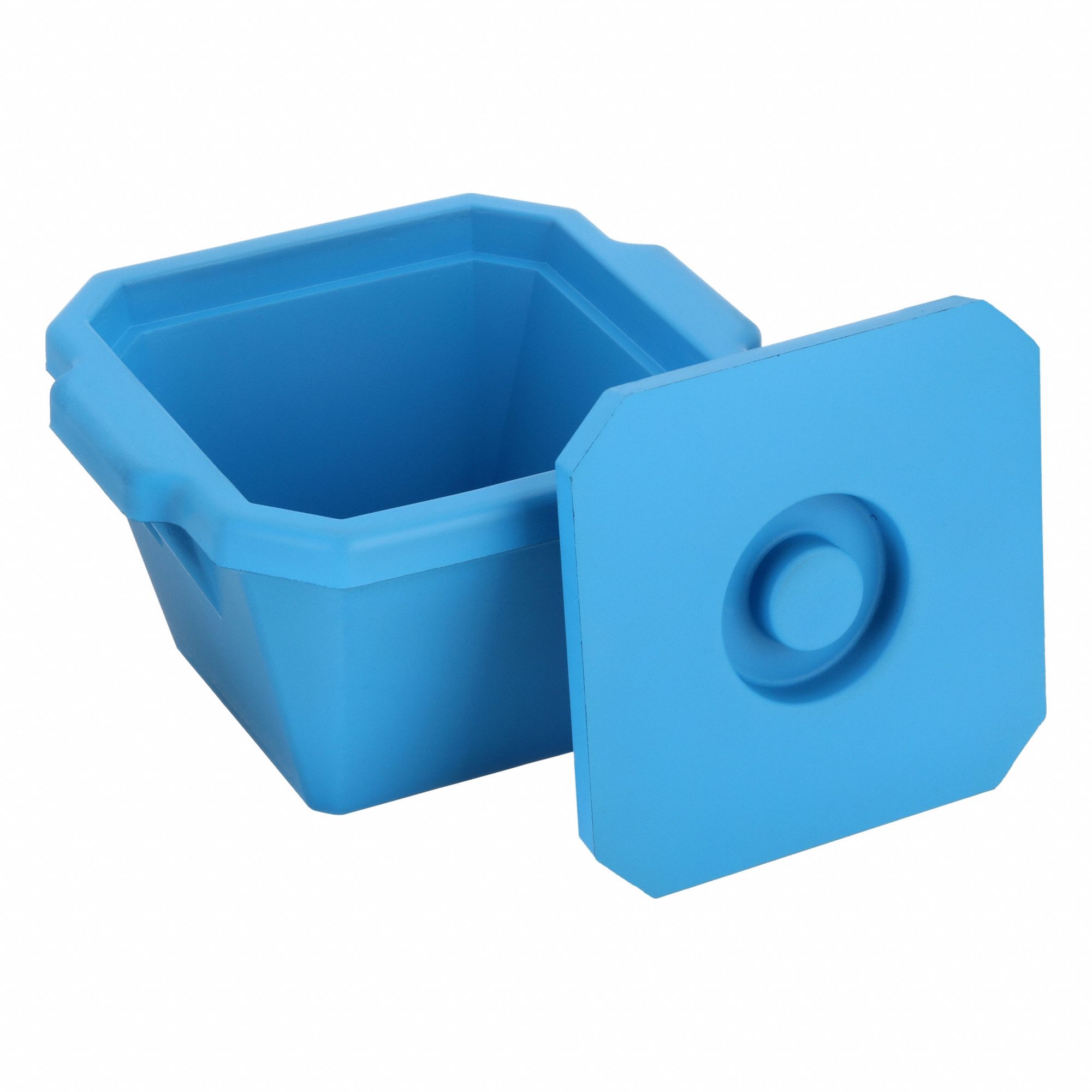 Ice Bucket with Lid: 1 L Capacity, Rectangular, Polyurethane Foam, Blue, 5 1/4 in Overall Ht