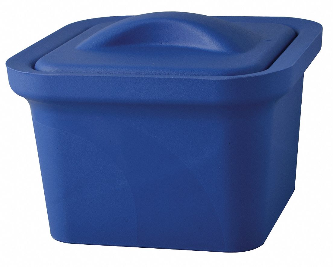 Ice Pan with Lid: Polyurethane Foam, Blue, 5.3 in Overall Ht, 7.2 in Overall Lg