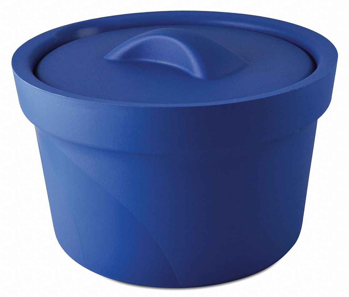 Ice Bucket with Lid: Polyurethane Foam, Blue, 7.06 in Overall Ht, 10.56 in Overall Dia