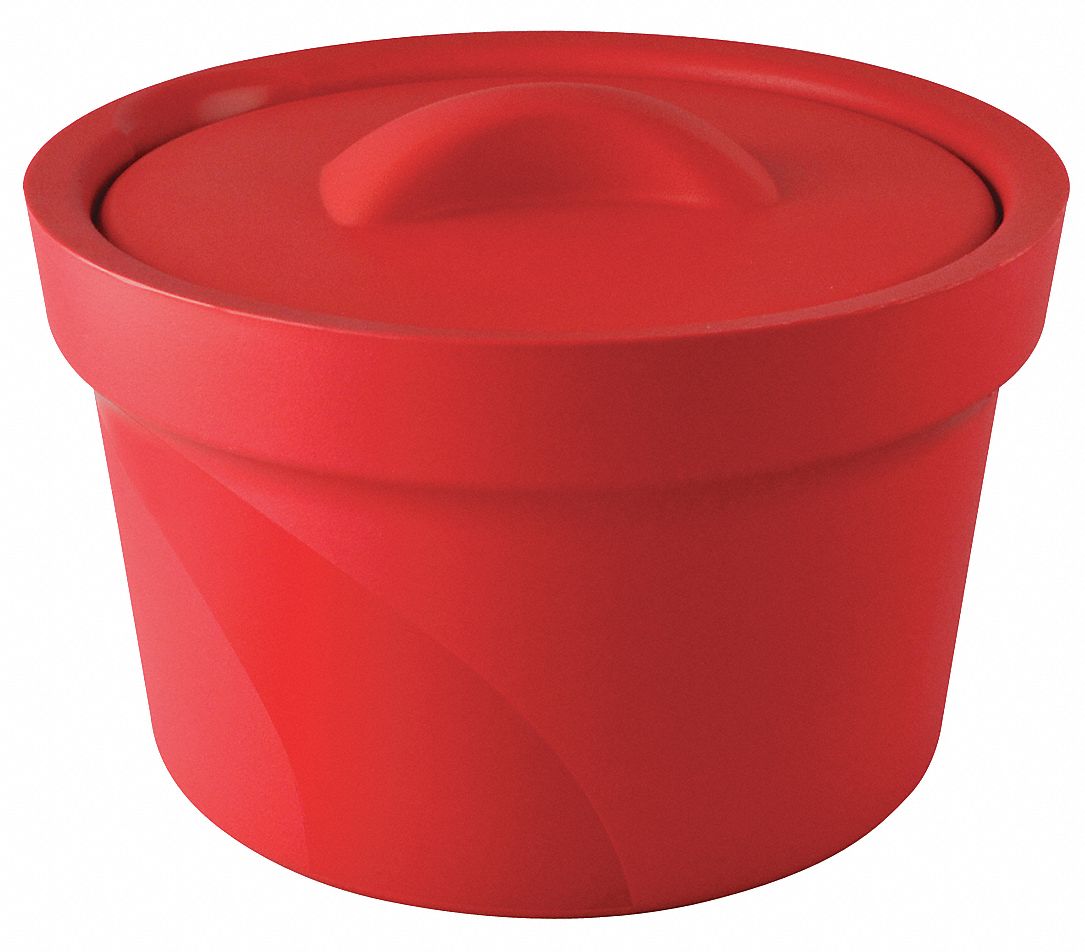 Ice Bucket with Lid: Polyurethane Foam, Red, 7.06 in Overall Ht, 10.56 in Overall Dia