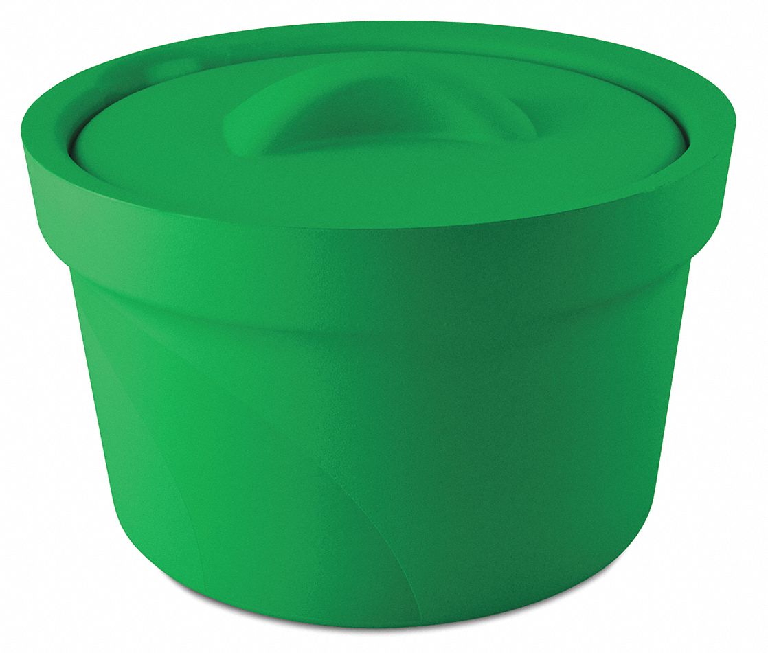 Ice Bucket with Lid: Polyurethane Foam, Green, 7.06 in Overall Ht, 10.56 in Overall Dia