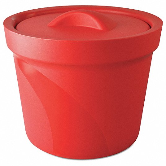 Ice Bucket with Lid: Polyurethane Foam, Red, 8.93 in Overall Ht, 10.56 in Overall Dia