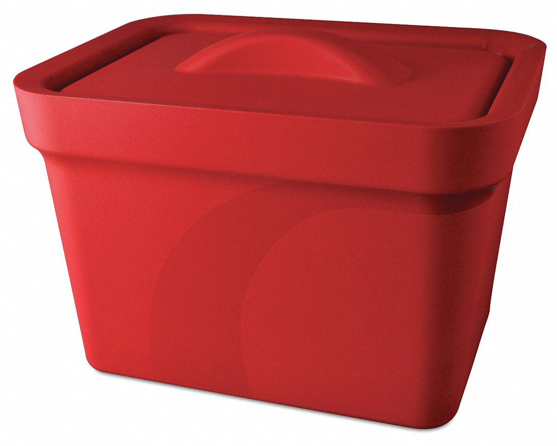 Ice Pan with Lid: Polyurethane Foam, Red, 8.57 in Overall Ht, 11.95 in Overall Lg