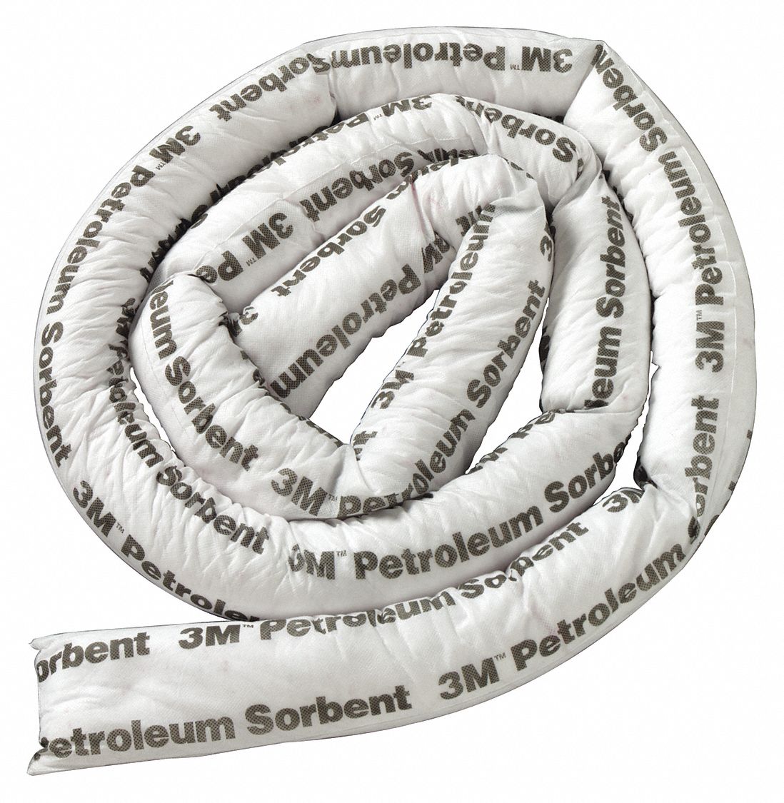 Sorbent Boom: 3 in Dia, 12 ft Lg, 15 gal Volume Absorbed per Pkg., White, 3 gal, 4 PK