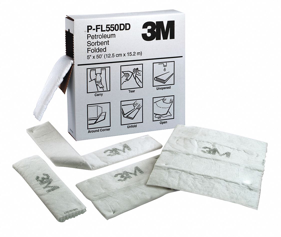 ABSORBENT ROLL, 280 GALLON VOLUME ABSORBED PER PAD, 10 GALLON, ROLL, PETROLEUM, WHITE