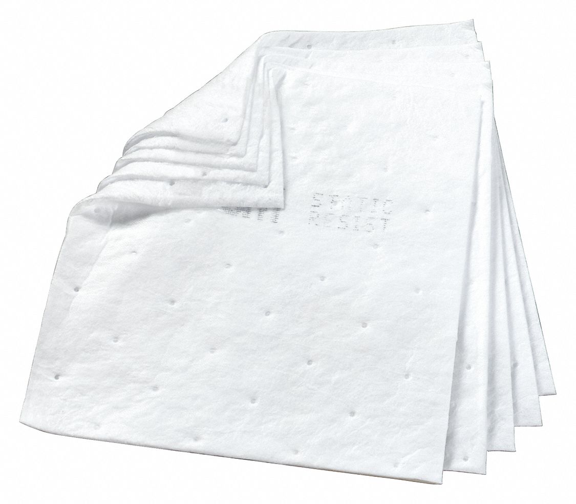 Absorb Pad, Oil-Based Liquids, White, PK100