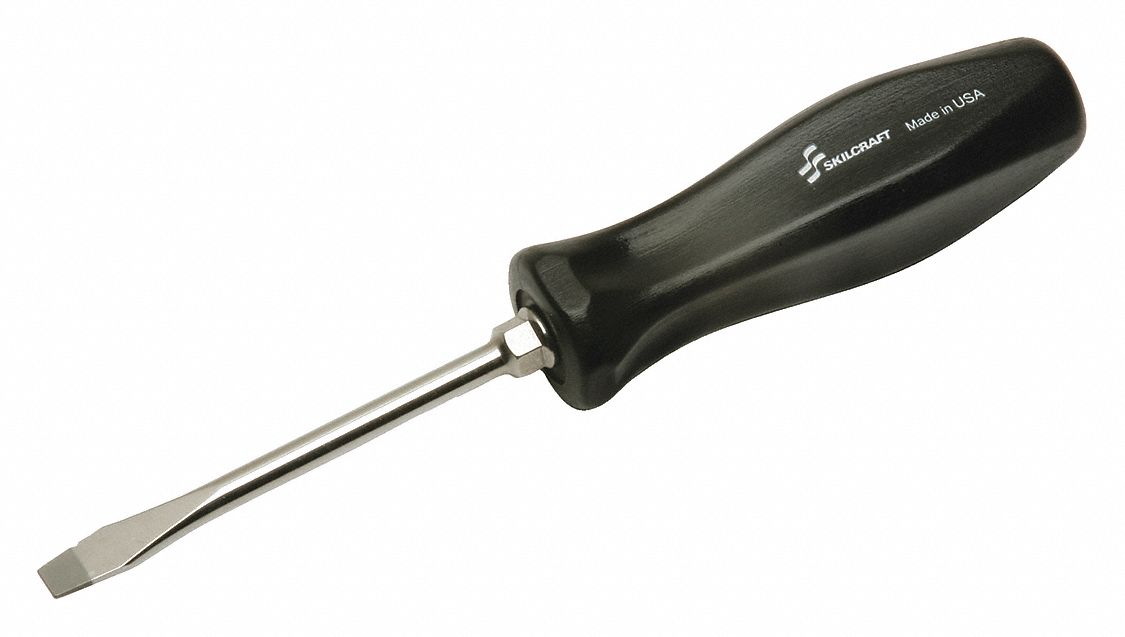 GENERAL PURPOSE SLOTTED SCREWDRIVER, 1/4 IN TIP SIZE, 7 3/4 IN OVERALL L, 4 IN SHANK L