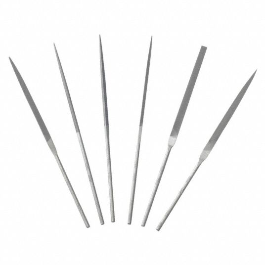 WESTWARD Needle File Set: Equaling/Half Round/Rectangular/Round/Square ...