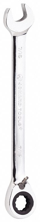 Combination Wrench: Alloy Steel, Chrome, 7/16 in Head Size, 6 1/2 in Overall Lg, Offset