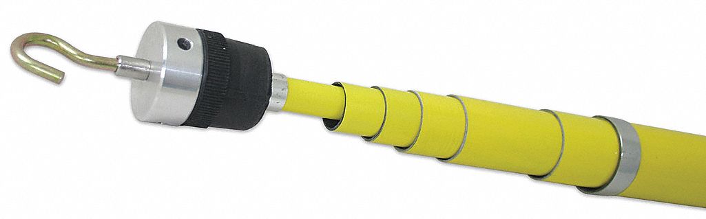 Telescoping Pole for Cable Installation and Retrieval with Hooks and  Adapter, Extends from 33 to 18