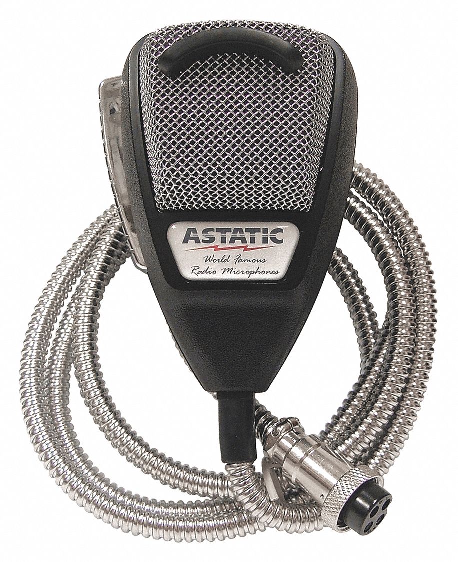 CB Mic with SS Cord: Noise Cancelling, 7 ft Cord Lg, 4 W Output Power, 4-Pin