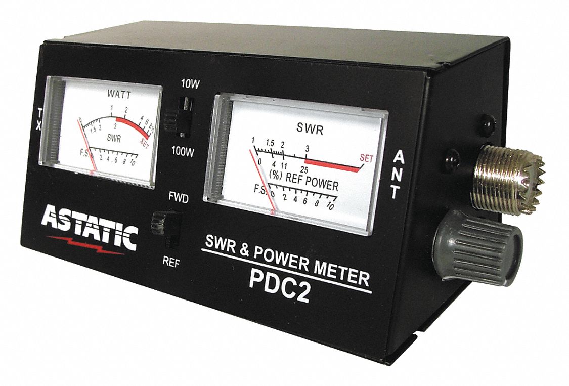 CB SWR Meter: 100 W Power Rating, 26 to 30 Mhz, RG58A/​U COAX