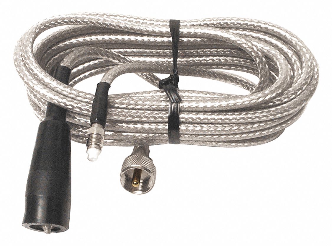 Coax Cable: RG8X Cable, 18 ft Cable Lg, Vinyl Jacket, Silver Jacket, PL259 Input, FME, PL259 Output