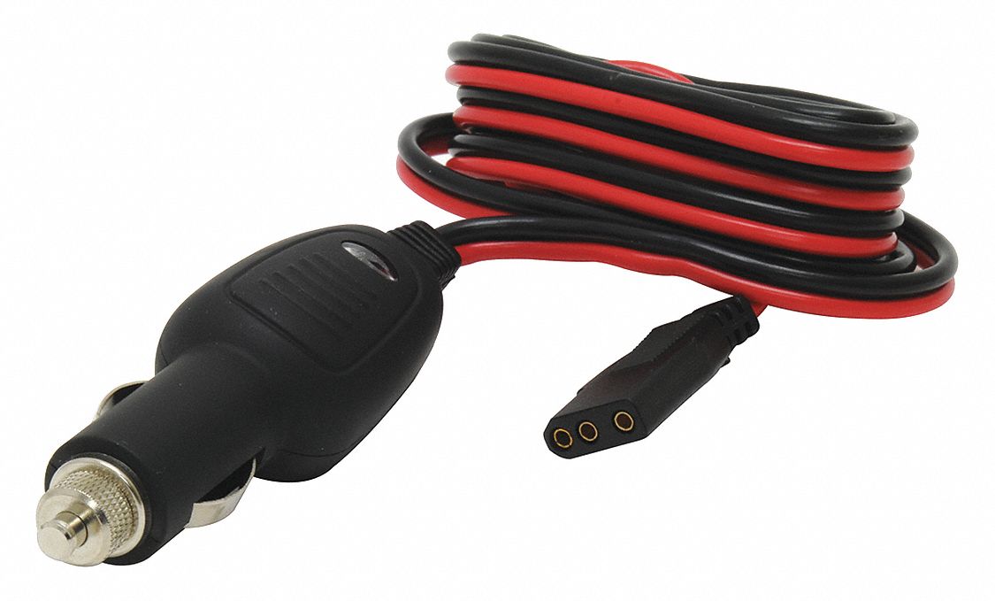 Power Cord: CB Cord Cable, 6 ft Cable Lg, PVC Jacket, Black/Red Jacket, 3-Pin Output