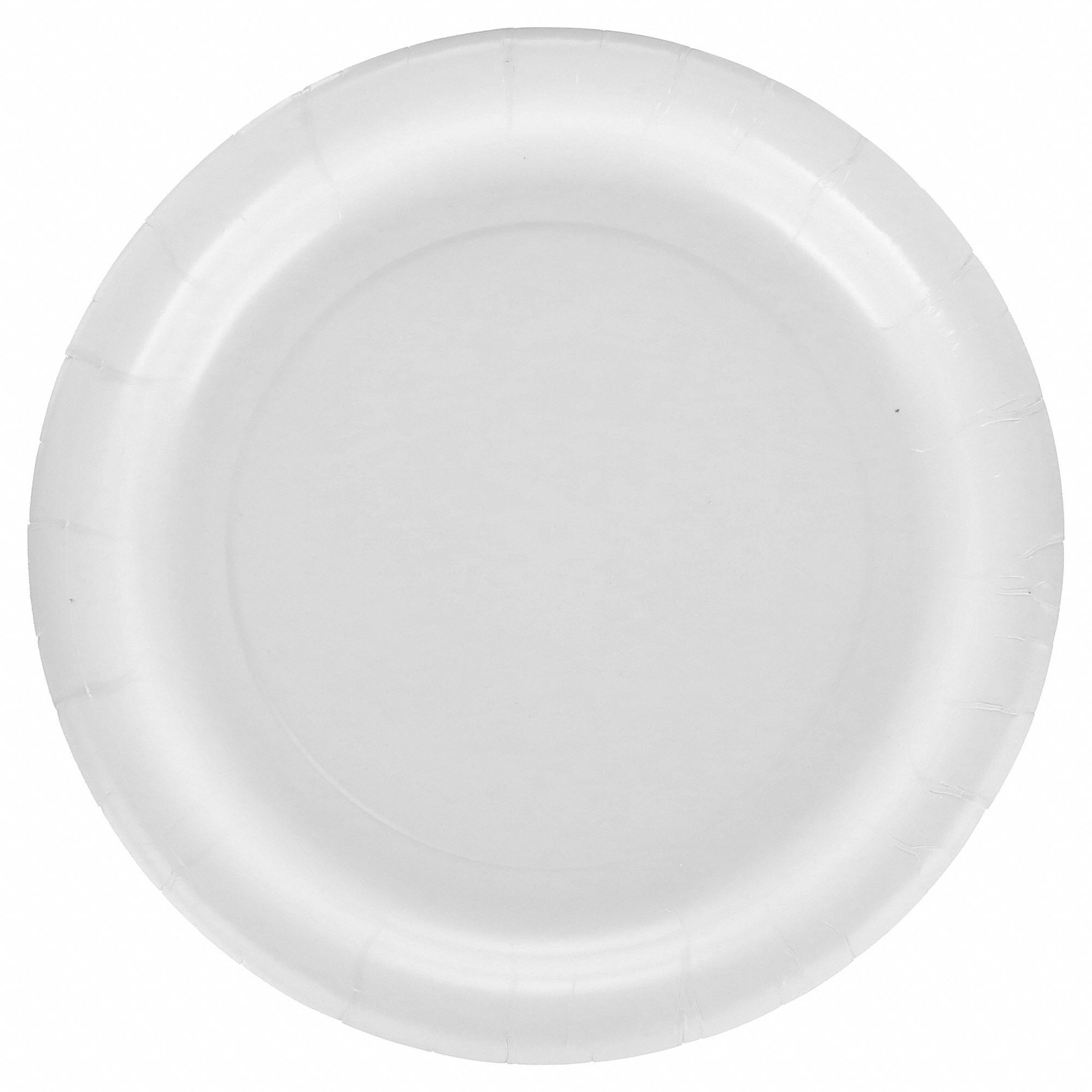 Disposable Paper Plate: White, Heavy-Wt, 7 in Disposable Plate Size, 500 PK