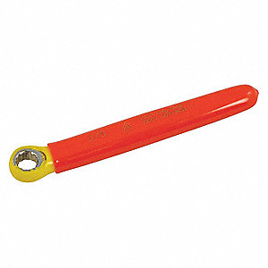 BOX END WRENCH, INSULATED, 2 LAYERS, ORNG/YLW, HEAD SZ 0.75, OVERALL LENGTH 5 1/2 IN, FORGED STEEL