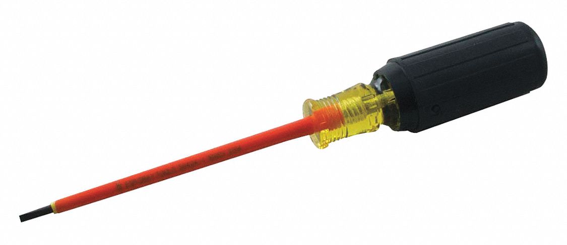 TOURNEVIS À FENTE,PNT 0,016 X 1/8 PO,TIGE RONDE DE 4 PO,8 PO LONG,AC/ACÉTATE