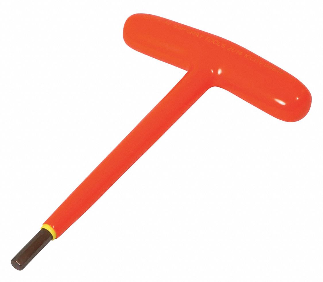 INSULATED T-HANDLE HEX KEY, 2-LAYER, 90 °  ANGLE, ORANGE/YELLOW, TIP 7/32 IN, S2 TOOL STEEL