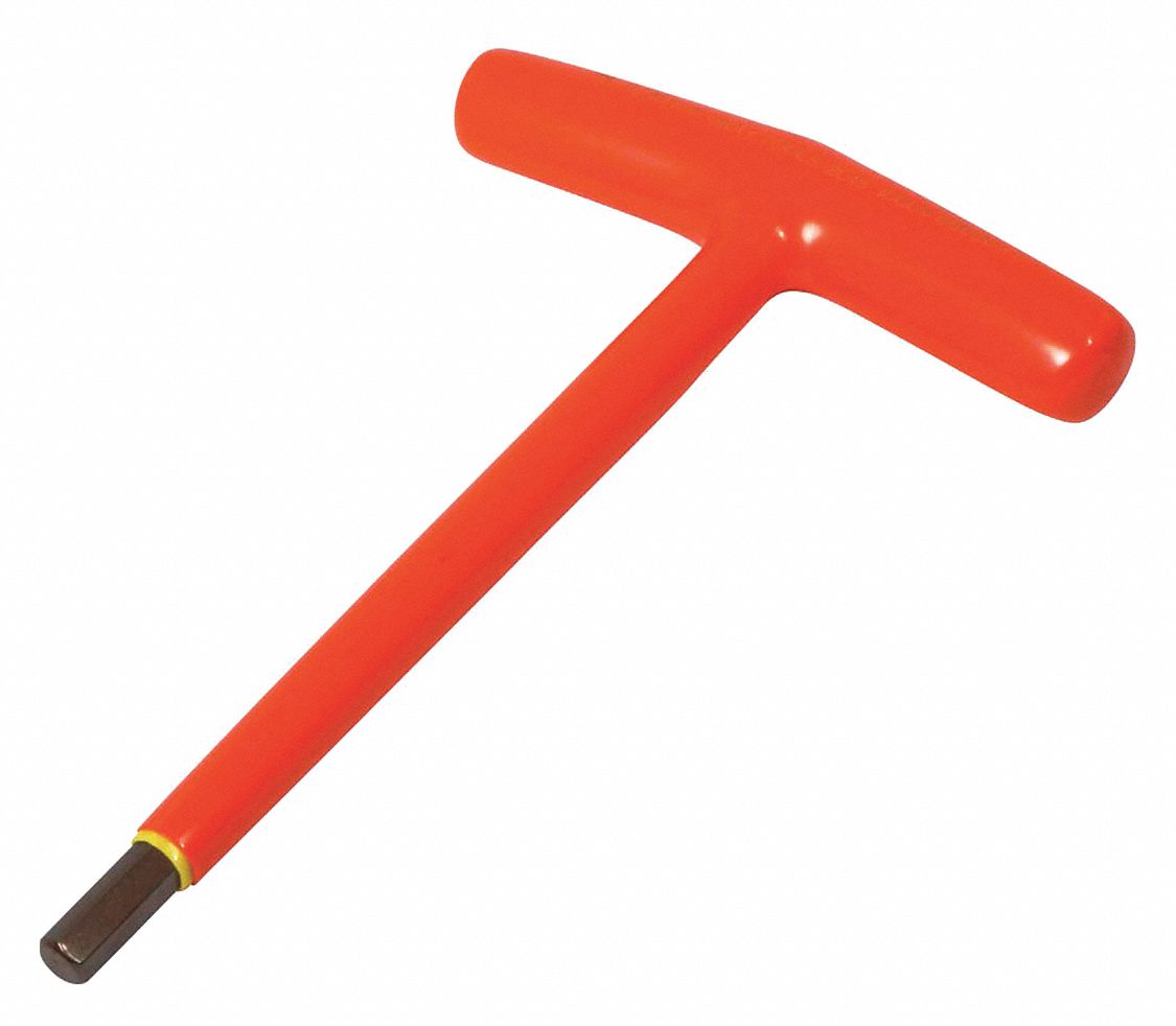 INSULATED T-HANDLE HEX KEY, 2-LAYER, 90 °  ANGLE, ORANGE/YELLOW, TIP 5/16 IN, S2 TOOL STEEL