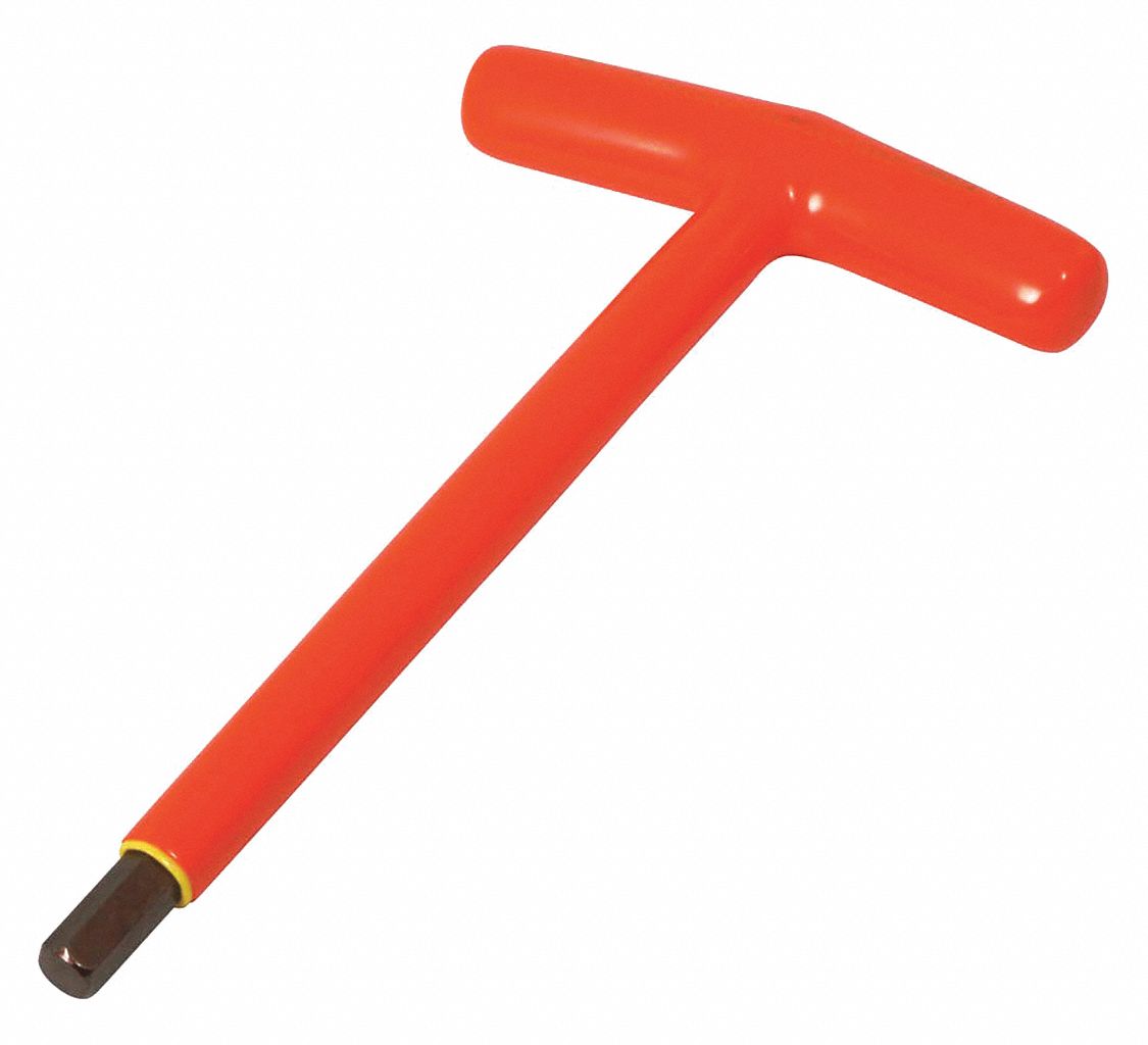 INSULATED T-HANDLE HEX KEY, 2-LAYER, 90 °  ANGLE, ORANGE/YELLOW, TIP 3/8 IN, S2 TOOL STEEL