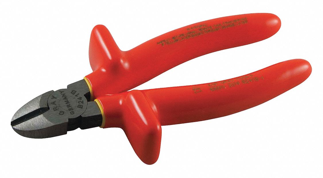 DIAMOND SLIM NOSE PLIERS, 1000 V, INSULATED, ORNG, 6 1/2 IN L, JAW 7/8 X 7/8 IN, VINYL/STEEL