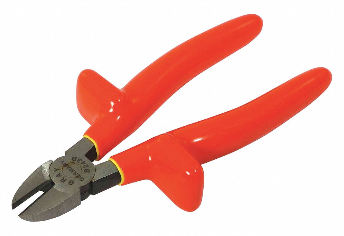 DIAMOND SLIM NOSE PLIERS, 1000 V, INSULATED, ORNG, 7 1/4 IN L, JAW 1 X 7/8 IN, VINYL/STEEL