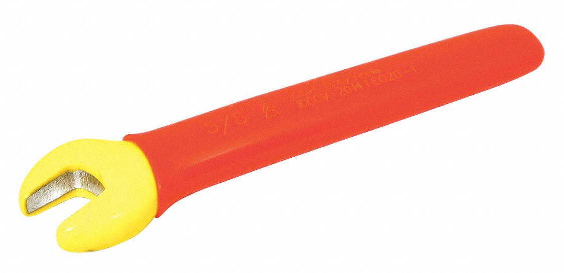 WRENCH, OPEN-ENDED, DOUBLE INSULATED, ORANGE/YELLOW, 7 X 5/8 IN, FORGED STEEL