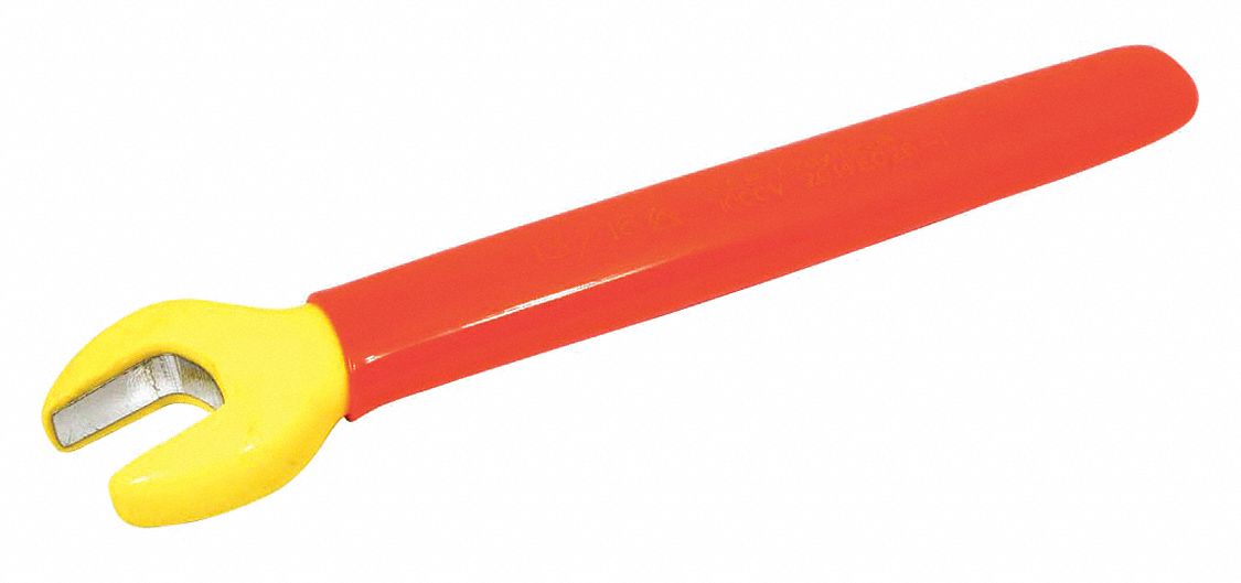 WRENCH, OPEN-ENDED, DOUBLE INSULATED, ORANGE/YELLOW, 9 X 13/16 IN, FORGED STEEL