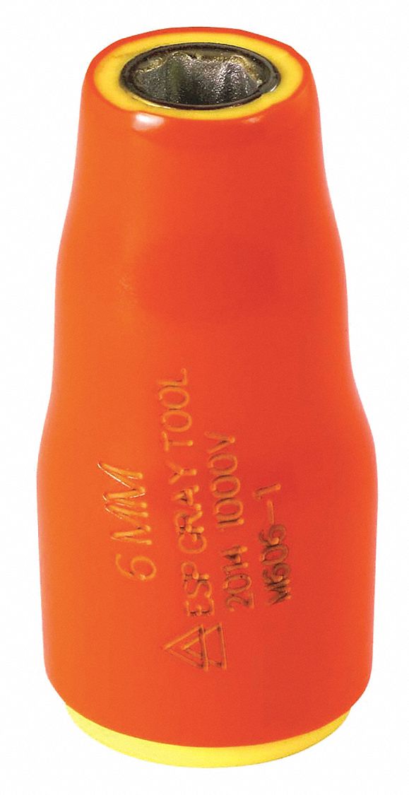 PRISE,CARRÉ,6 PT,ISOLATION À 2 COUCHES,OR/JAUNE,DOUILLE DE 6 MM X 1/4 PO,AC