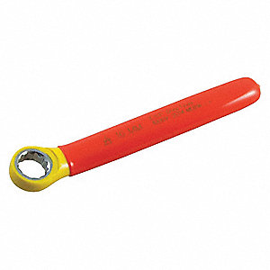 BOX END WRENCH, INSULATED, 2 LAYERS, 12 POINTS, ORNG/YLW, HEAD SIZE 0.55, 4 1/4 MM, FORGED STEEL
