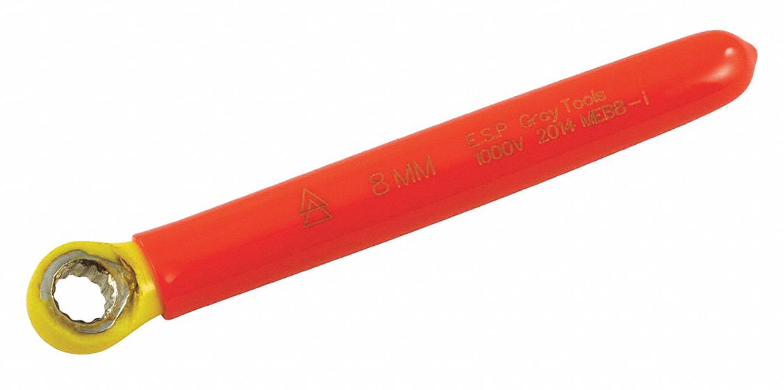 BOX END WRENCH, INSULATED, 2 LAYERS, 12 POINTS, ORNG/YLW, HEAD SIZE 0.67, 5 MM, FORGED STEEL