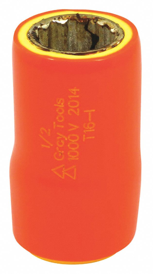 PRISE,CARRÉ,6 PT,ISOLATION À 2 COUCHES,OR/JAUNE,DOUILLE DE 1/2 X 3/8 PO,AC