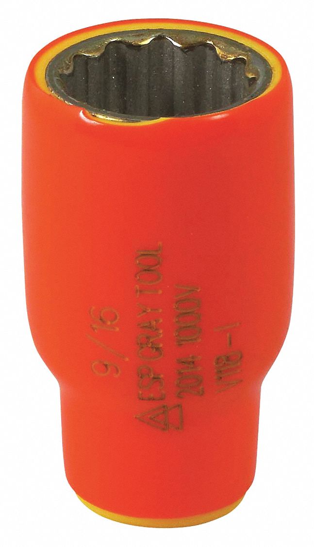 PRISE,CARRÉ,6 PT,ISOLATION À 2 COUCHES,OR/JAUNE,DOUILLE DE 9/16 X 1/4 PO,AC