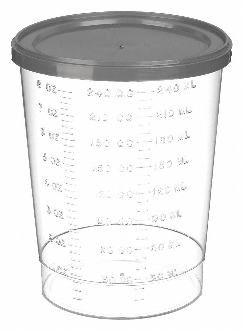 Polystyrene, 8.5 fl oz Capacity oz, Specimen Container 39D7354220