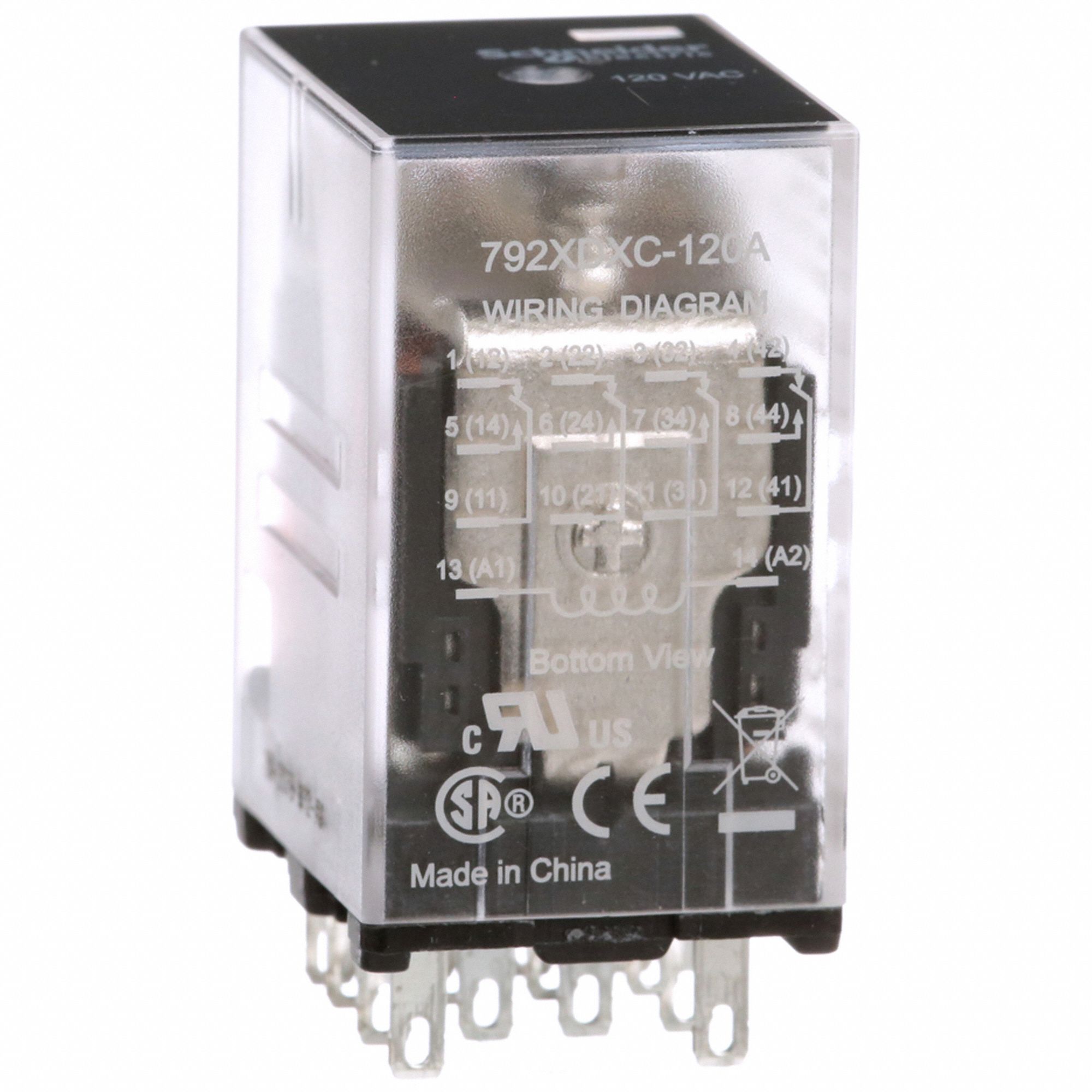 GENERAL PURPOSE RELAY, SOCKET MOUNTED, 6 A CURRENT RATING, 120V AC, 14 PINS/TERMINALS