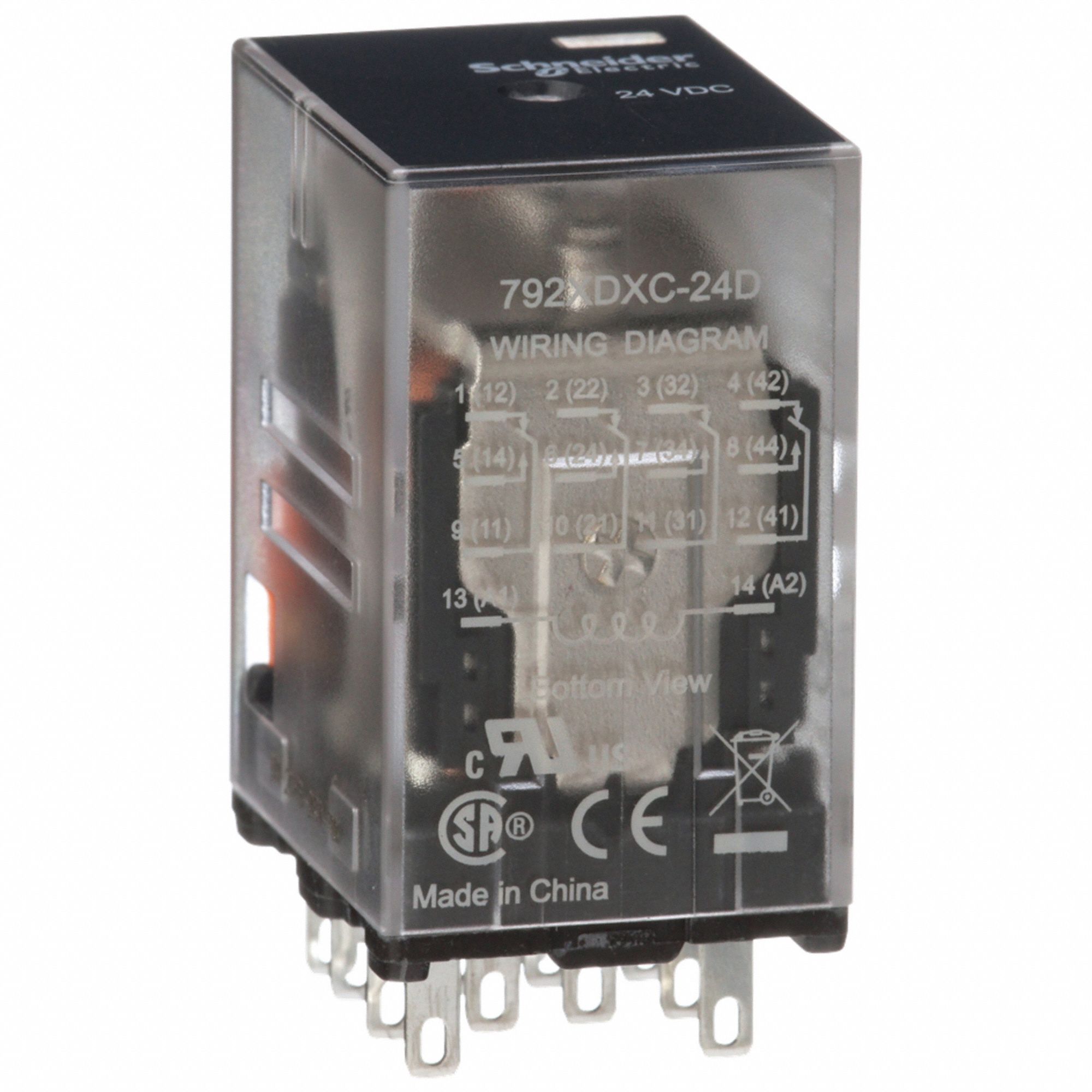 GENERAL PURPOSE RELAY, SOCKET MOUNTED, 6 A CURRENT RATING, 24V DC, 14 PINS/TERMINALS, 4PDT