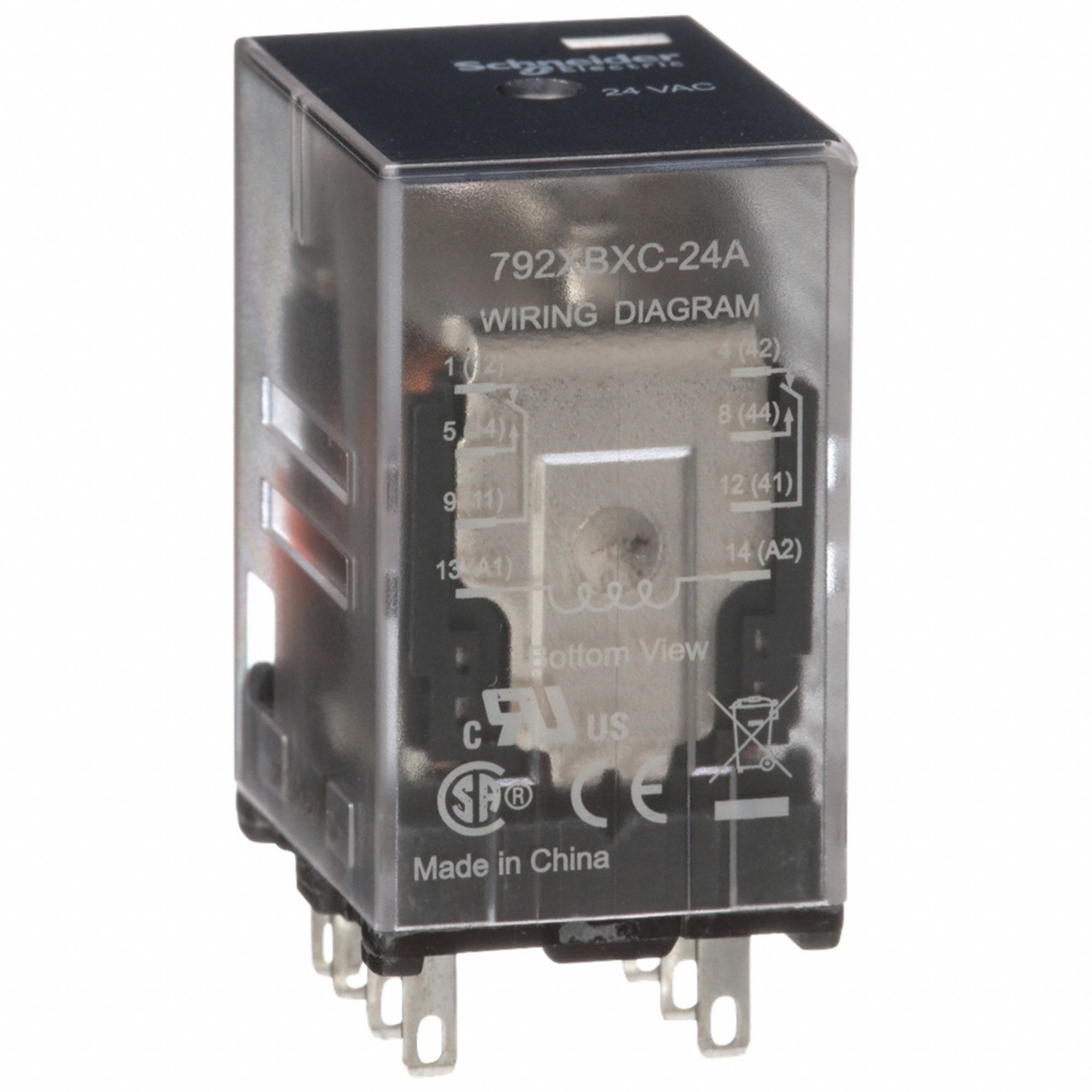 GENERAL PURPOSE RELAY, SOCKET MOUNTED, 12 A CURRENT RATING, 24V AC, 8 PINS/TERMINALS, DPDT