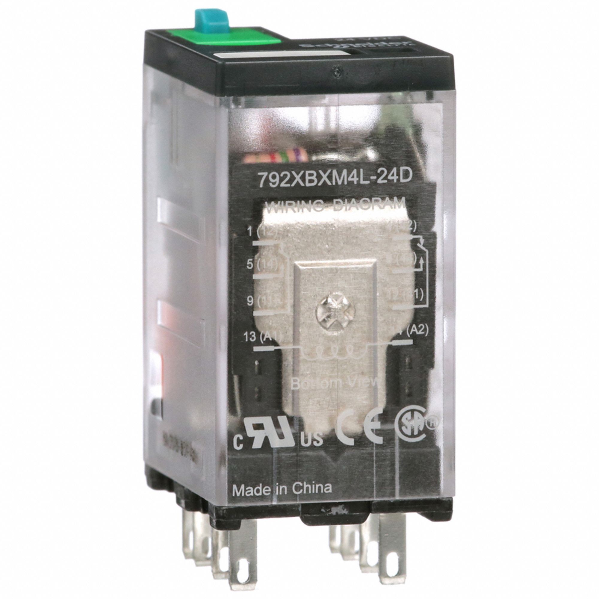 SCHNEIDER General Purpose Relay: Socket Mounted, 12 A Current Rating, 24V  DC, 8 Pins/Terminals, DPDT
