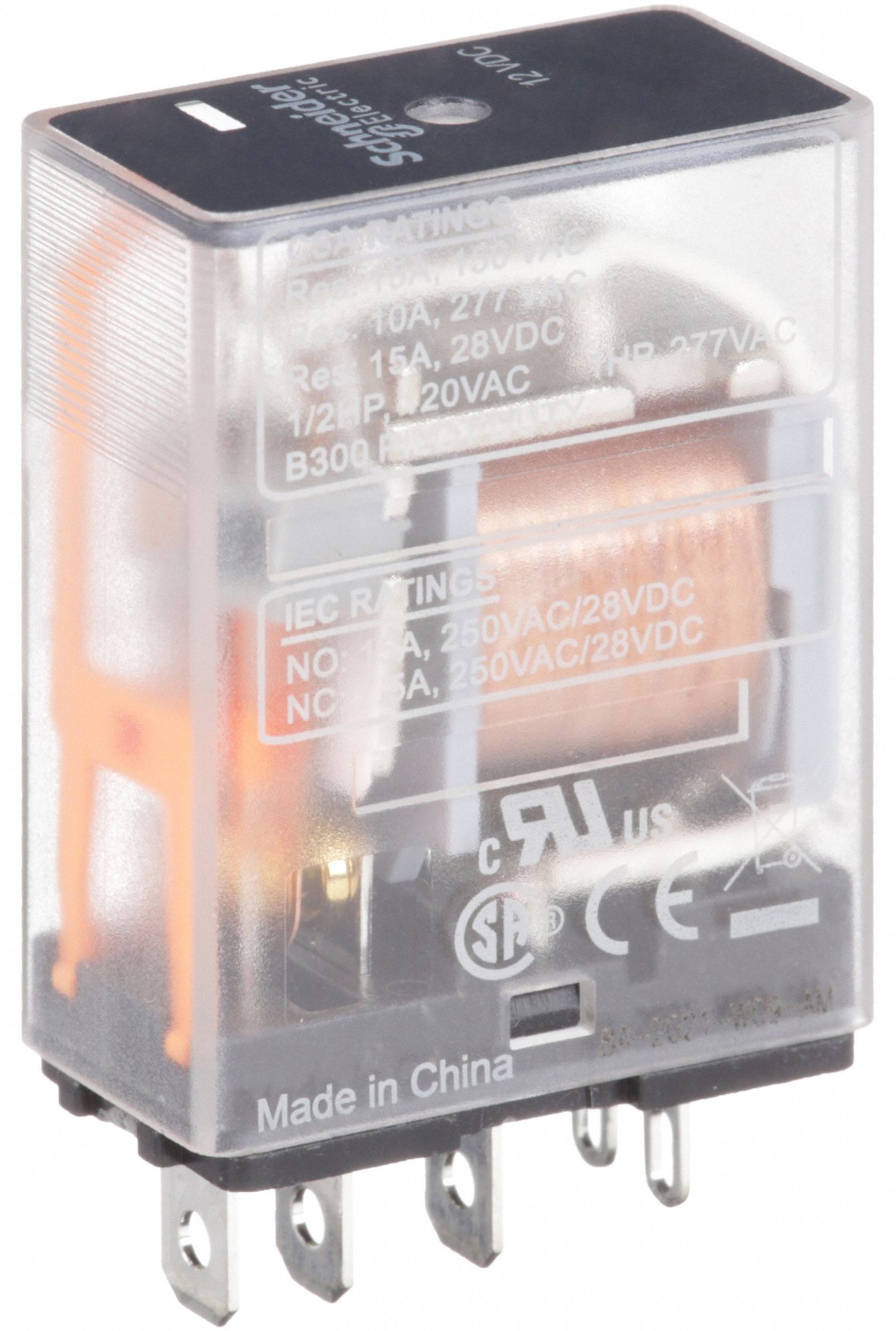 GENERAL PURPOSE RELAY, SOCKET MOUNTED, 15 A CURRENT RATING, 12V DC, 5 PINS/TERMINALS, SPDT