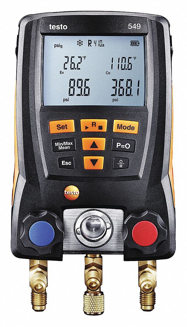 TESTO, Digital Manifold Gauge, 2 Valves, Digital Manifold Gauge